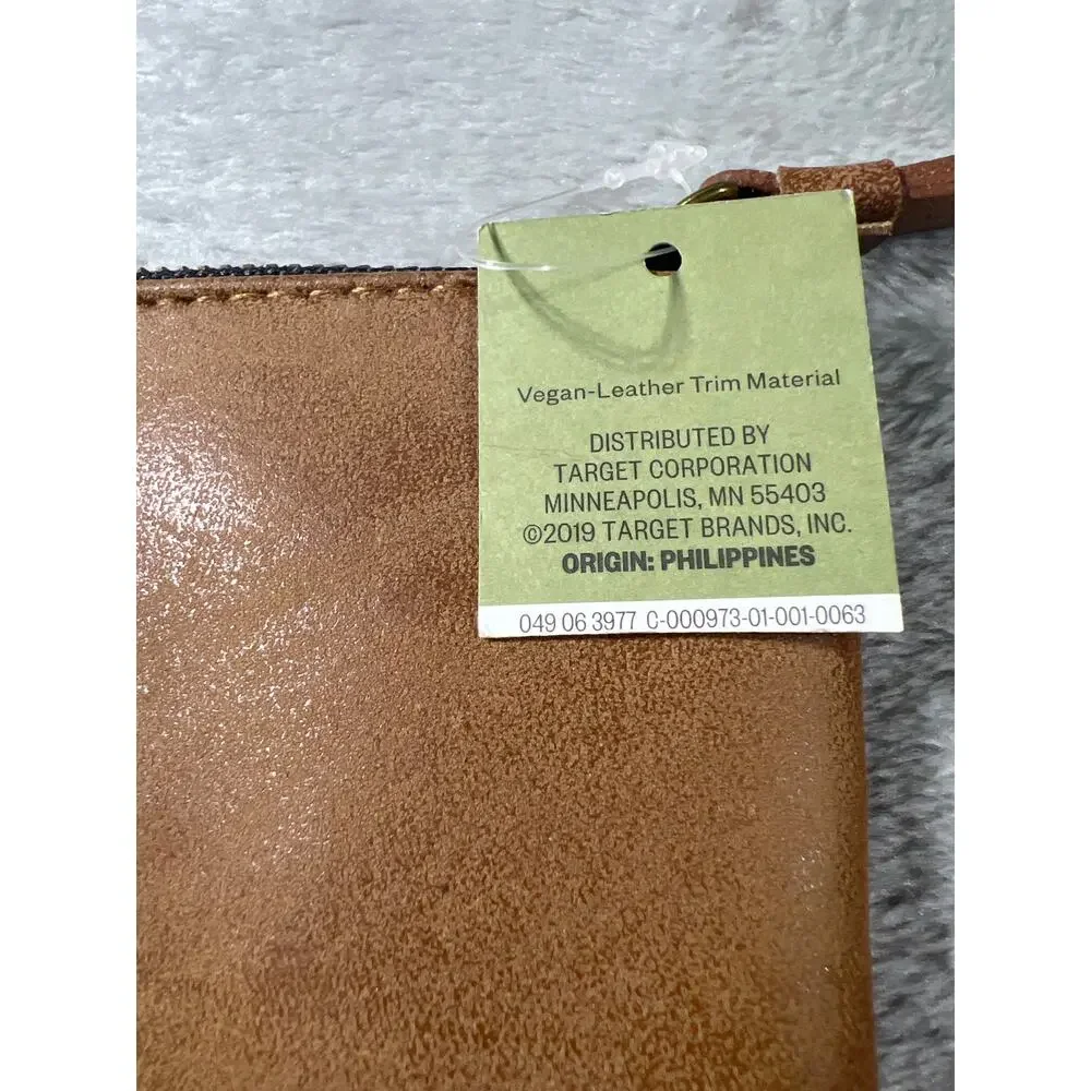 Vegan Leather Cosmetic Pouch Tan Zip Clutch Travel Makeup Organizer Bag NWT